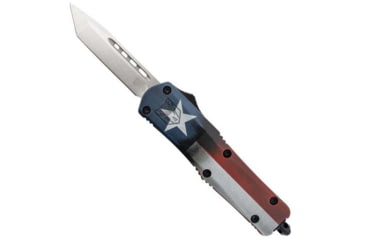 Image of CobraTec Knives FS-3 Medium OTF Automatic Folding Knives, 3in, D2 Steel, Tanto Non-Serrated Blade, Cerakote/Tx Flag Handle, MCTXFS-3TNS