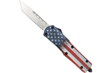 Image of CobraTec Knives FS-3 Medium OTF Automatic Folding Knives, 3in, D2 Steel, Tanto Non-Serrated Blade, Cerakote/Usa Flag, MCUSAFS-3TNS