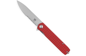 Image of CobraTec Knives Medium Cayden Folding Knives, 3.25in, D2, Stonewashed Serrated Drop Point, Red G10 Handle, MCTCAYDENRDDS