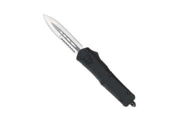 Image of CobraTec Knives FS-3 Medium OTF Automatic Folding Knives, 3in, D2 Steel, Dagger 1 Side Serrated Blade, Black Handle, MBFS-3DAG1SS