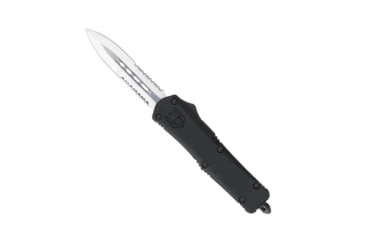 Image of CobraTec Knives FS-3 Medium OTF Automatic Folding Knives, 3in, D2 Steel, Dagger 2 Side Serrated Blade, Black Handle, MBFS-3DAG2SS
