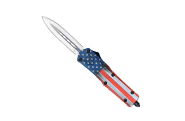 Image of CobraTec Knives FS-3 Medium OTF Automatic Folding Knives, 3in, D2 Steel, Dagger Non-Serrated Blade, Cerakote/Usa Flag Handle, MCUSAFS-3DAGNS
