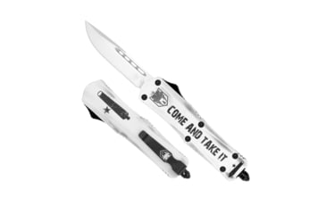 Image of CobraTec Knives FS-3 Medium OTF Automatic Folding Knives, 3in, D2 Steel, Drop Non-Serrated Blade, Cerakote/Come And Take It Handle, MCATIFS-3DNS