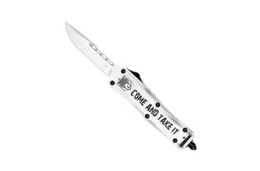 Image of CobraTec Knives FS-3 Medium OTF Automatic Folding Knives, 3in, D2 Steel, Drop Non-Serrated Blade, Cerakote/Come And Take It Handle, MCATIFS-3DNS