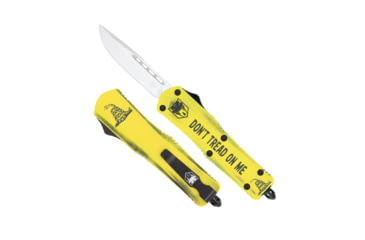 Image of CobraTec Knives FS-3 Medium OTF Automatic Folding Knives, 3in, D2 Steel, Drop Non-Serrated Blade, Cerakote/Don'T Tread On Me Handle, MDTOMFS-3DNS