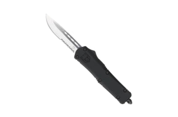 Image of CobraTec Knives FS-3 Medium OTF Automatic Folding Knives, 3in, D2 Steel, Drop Serrated Blade, Black Handle, MBFS-3DS