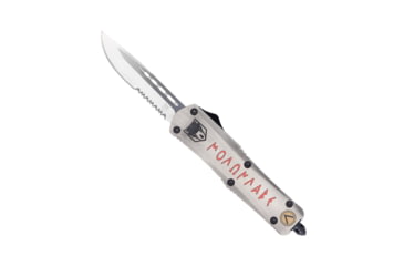 Image of CobraTec Knives FS-3 Medium OTF Automatic Folding Knives, 3in, D2 Steel, Drop Serrated Blade, Cerakote/Molon Labe Handle, MMLFS-3DS