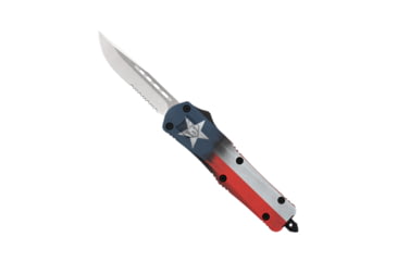 Image of CobraTec Knives FS-3 Medium OTF Automatic Folding Knives, 3in, D2 Steel, Drop Serrated Blade, Cerakote/Tx Flag Handle, MCTXFS-3DS