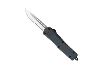 Image of CobraTec Knives FS-3 Medium OTF Automatic Folding Knives, 3in, D2 Steel, Drop Serrated Blade, Grey Handle, MGYFS-3DS