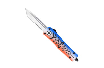 Image of CobraTec Knives FS-3 Medium OTF Automatic Folding Knives, 3in, D2 Steel, Tanto Serrated Blade, Cerakote/Lure Blue Handle, MFLBLUFS-3TS