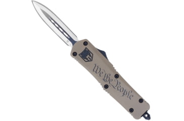 Image of CobraTec Knives FS-3 Medium OTF Automatic Folding Knives, 3in, D2 Steel, Dagger Blade Non Serrated, Sand Handle, MWTPFS3DAGNS