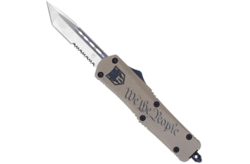 Image of CobraTec Knives FS-3 Medium OTF Automatic Folding Knives, 3in, D2 Steel, Tanto Serrated, Sand Handle, MWTPFS3TS