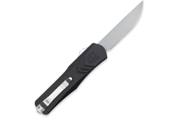 Image of Open Box, Dealer Demo, CobraTec Knives Medium FS-X Gen II OTF Automatic Folding Knife, 3in, Stonewashed D2 Steel, Drop Point, Non-Serrated Blade, Aircraft Aluminum, Black Handle, MBLKFS-XGEN2DNS-DMO