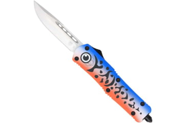 Image of CobraTec Knives FS-3 Medium OTF Automatic Folding Knives, 3in, D2 Steel Blade, Dagger Plain Blade, Blue Lure Handle, MFLBLUFS3DAGNS