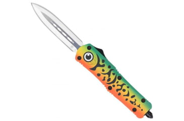 Image of CobraTec Knives FS-3 Medium OTF Automatic Folding Knives, 3in, D2 Steel Blade, Dagger Plain Blade, Green Lure Handle, MFLGNFS3DAGNS
