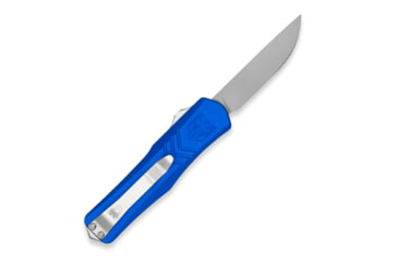 Image of CobraTec Knives FS-X Small Gen II OTF Knife, 2.75in, Stonewashed D2 Steel Blade, Drop Non-Serrated Blade, Blue Handle, SBLUFS-XGEN2DNS