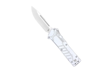 Image of CobraTec Knives Special Forces OTF Automatic Folding Knife, 3.25 in, D2 Steel, Drop Point Blade, 6061-T6 Aluminum, Silver Handle, SILSFDNS