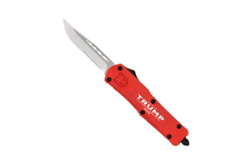 Image of CobraTec Knives Trump 2024 Medium OTF 3 in Fixed Blade Knife, D2 Steel Blade, Cerakoted Handle, Drop, Serrated, Red, MTRP24REDDS