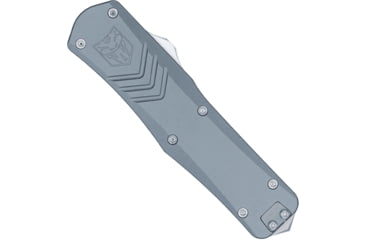 Image of CobraTec Knives Medium FS-X Gen-3 Double Action OTF Automatic Folding Knife, 3in, D2 Steel, Drop Point Blade, Grey Handle, MGRYFS-XGEN3DNS