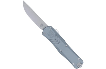 Image of CobraTec Knives Medium FS-X Gen-3 Double Action OTF Automatic Folding Knife, 3in, D2 Steel, Drop Point Blade, Grey Handle, MGRYFS-XGEN3DNS