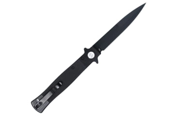 Image of CobraTec Knives Stiletto Button Lock Folding Knife, 4 in, VG10 Steel, Spear Point Blade, G-10, Black Handle, CTSTLBLG1OBLKBLK