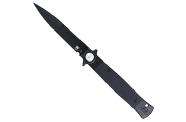 Image of CobraTec Knives Stiletto Button Lock Folding Knife, 4 in, VG10 Steel, Spear Point Blade, G-10, Black Handle, CTSTLBLG1OBLKBLK