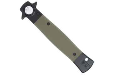 Image of CobraTec Knives Stiletto Button Lock Folding Knife, 4 in, VG10 Steel, Spear Point Blade, G10, OD Green/Black Handle, CTSTLBLG10ODGBLK