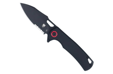 Image of CobraTec Knives Wolverine Liner Lock Serrated Folding Knife, 3.125 in, D2 Steel, Drop Point Blade, G-10, Black Handle, CTWOLVERINEBLKDS