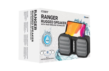 Image of Coby True Wireless Bluetooth Speaker, Water Resistant, Black, COBY-CSTW432BK