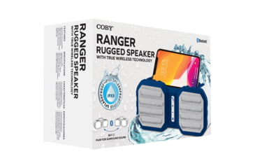 Image of Coby True Wireless Bluetooth Speaker, Water Resistant, White / Blue, COBY-CSTW432WBL