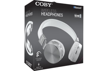 Image of Coby True Wireless Folding Stereo Headphones, Silver / White, COBY-CHBT810SLW