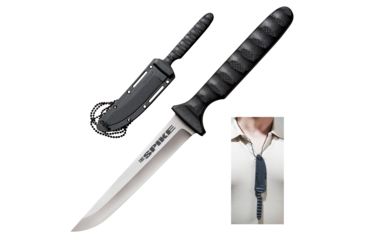 Image of Cold Steel Drop Point Spike 4in Fixed Knife, German 4116 Stainless Cryo Quenched Blade, Griv-Ex Handle, Plain w/ Sheath, CS-53NCC