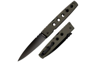 Image of Cold Steel Hold Out I Lockback Green Folding Knife,5.5in,Standard Edge,Black,Green,G10 Handle, 11HXVG