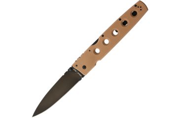 Image of Cold Steel Hold Out I Lockback Tan Folding Knife,5.5in,Standard Edge,Black,Tan,G10 Handle CS11HXVB