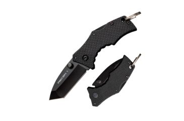 Image of Cold Steel Micro Recon 1 Folding Knife, Japanese AUS 8A Stainless Steel w/Black Tuff-Ex Coating 2in Spear Point Blade, Griv-Ex Style G-10 Handle, CS-27TDS