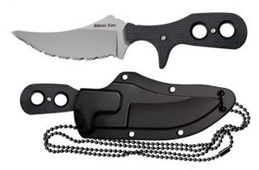 Image of Cold Steel Mini Tac Skinner Fixed Blade Neck Knife, Black Faux G-10 handle, Plain, CS-49HSF