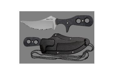 Image of Cold Steel Mini Tac Skinner Fixed Blade Neck Knife, Black Faux G-10 handle, Serrated, CS-49HSFS