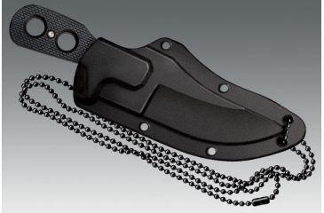 Image of Cold Steel Mini Tac Skinner Fixed Blade Neck Knife, Black Faux G-10 handle, Serrated, CS-49HSFS