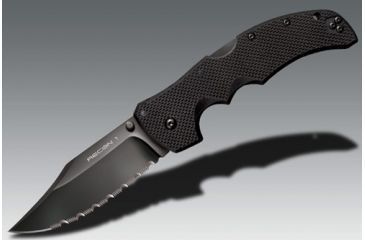 Image of Cold Steel Recon 1 Folding Knife, 4in Clip Point Serrated Carpenters CTS-XHP Alloy w/ DLC Coating, Black G10 Handle, CS-27TLCCS