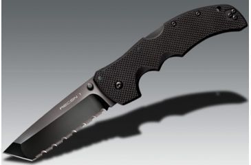 Image of Cold Steel Recon 1 Folding Knife, 4in Tanto Serrated Carpenters CTS XHP Alloy w/ DLC Coating, Black G10 Handle, CS-27TLCTS