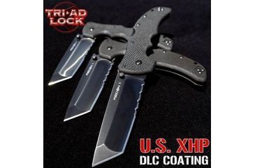 Image of Cold Steel Recon 1 Folding Knife, 4in Tanto Combo Carpenters CTS-XHP Alloy w/ DLC Coating, Black G10 Handle, CS-27TLCTH