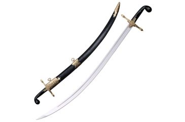 Image of Cold Steel Shamshir, Black Faux Buffalo Horn, Leather Scabbard Sword, CS-88STS