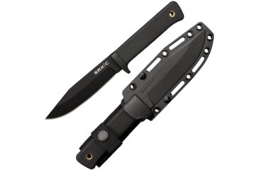 Image of Cold Steel SRK Compact Fixed Blade Knife, 5in, SK-5 w/ Black Tuff-Ex Finish Blade, Black, Long Kray-Ex Handle, CS-49LCKD