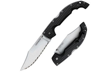 Image of Cold Steel Voyager Folding Knife w/Griv-Ex Handle, 5.5in Clip Point Serrated Blade, Black, CS-29TXCCS