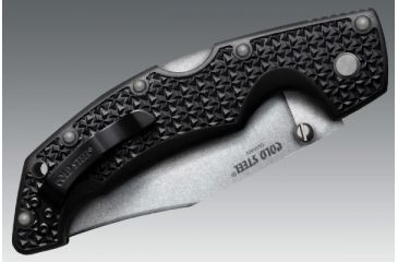 Image of Cold Steel Voyager Folding Knife w/Griv-Ex Handle, 4in Clip Point Serrated Blade, Black, CS-29TLCCS