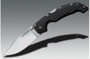 Image of Cold Steel Voyager Folding Knife w/Griv-Ex Handle, 4in Clip Point Smooth Blade, Black, CS-29TLCC