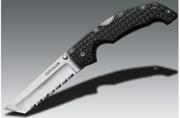 Image of Cold Steel Voyager Large Folding Knife w/Griv-Ex Handle, 4in Tanto Serrated Blade, Black, CS-29TLCTS
