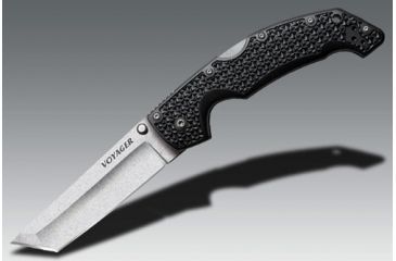 Image of Cold Steel Voyager Folding Knife w/Griv-Ex Handle, 4in Tanto Smooth Blade, Black, CS-29TLCT