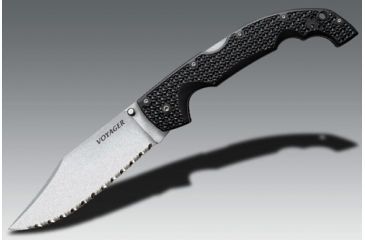 Image of Cold Steel Voyager Folding Knife w/Griv-Ex Handle, 5.5in Clip Point Serrated Blade, Black, CS-29TXCCS