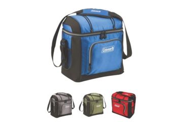 Image of Coleman 16 Can Soft Cooler W/ Removable Hard Plastic Liner, Blue, Gray, Green, Red
